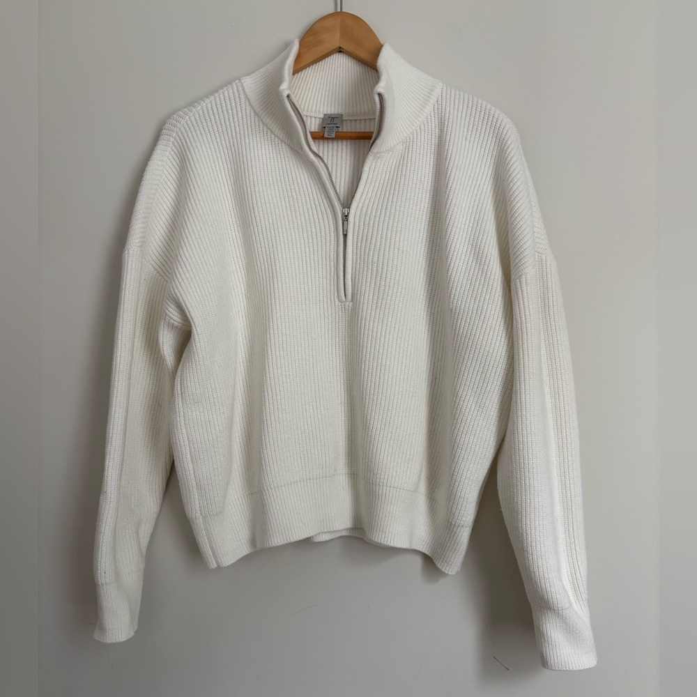 Tristan Quarter Zip Sweater White/Off White Large